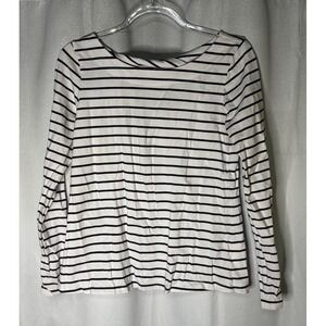 Lilly Pulitzer Navy White Mystic Stripe Long Sleeve Twist Top Sz M